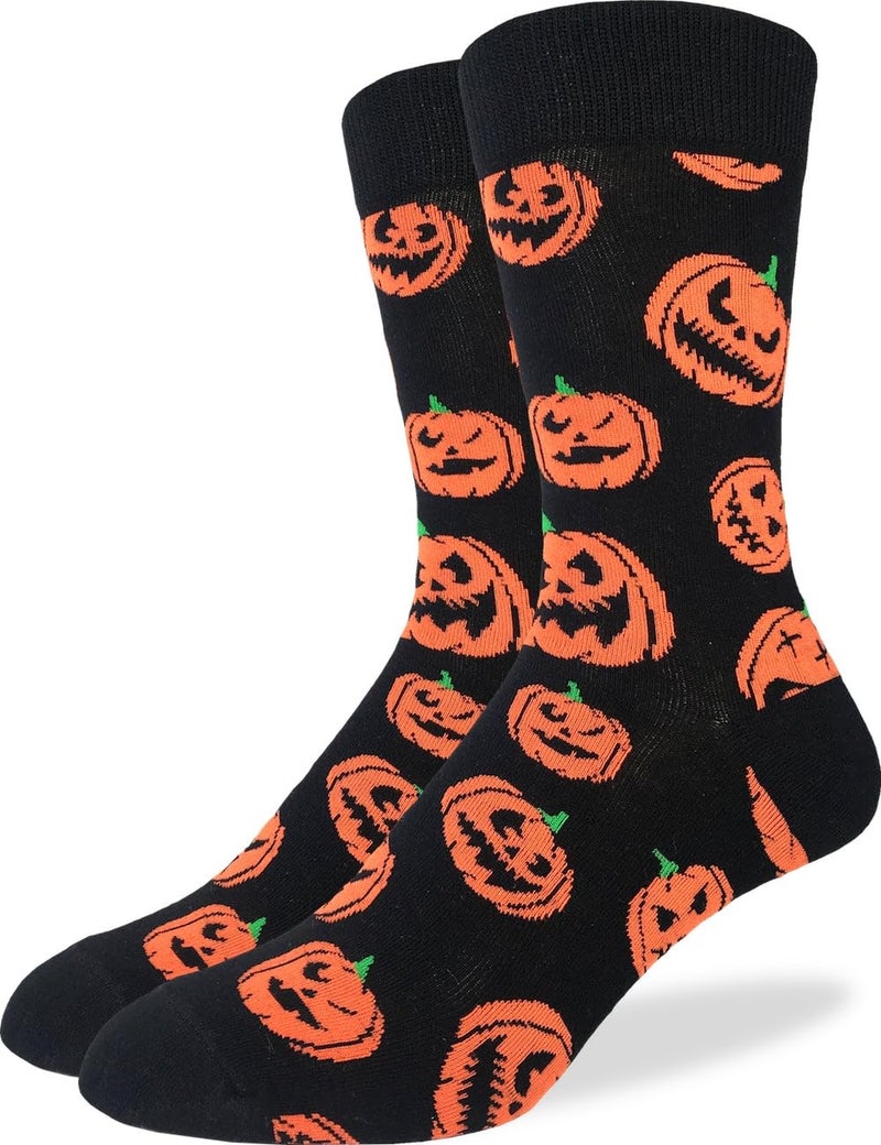 Good Luck Sock Men's Halloween Pumpkins Socks, Adult, Shoe Size 7-12 - Image 1